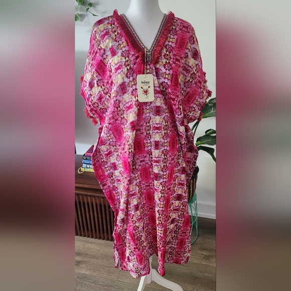 Cotton Oversize Kaftan, Slip on, Cover up - Picture 9 of 12
